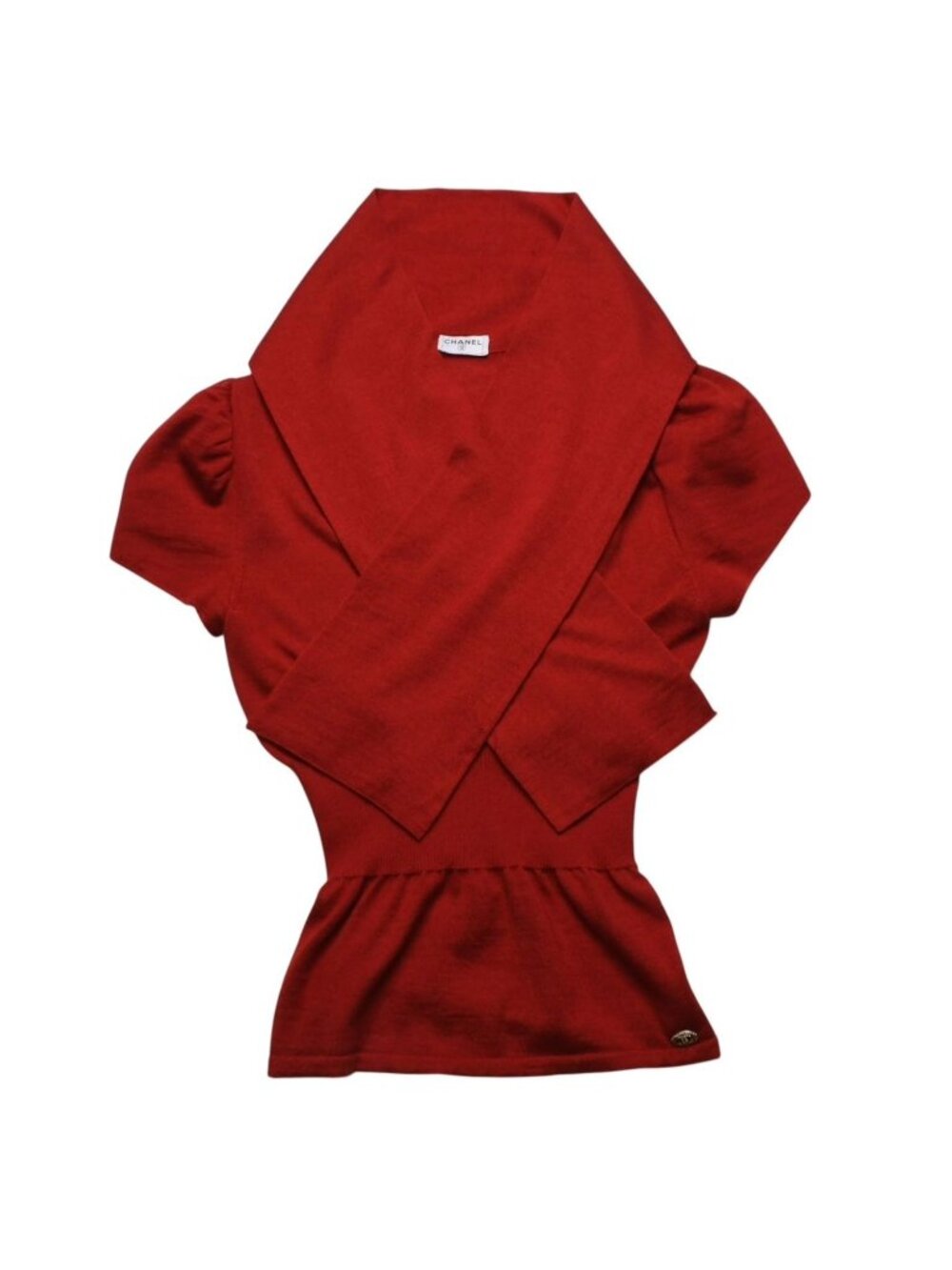 Chanel Sleeveless Knit CC Logo Cashmere Silk Red No Neck